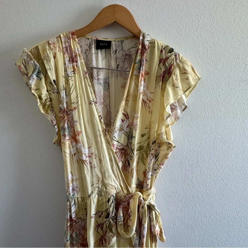 RAVN x Revolve Yellow Floral Wrap Dress size Small - Picture 8 of 11